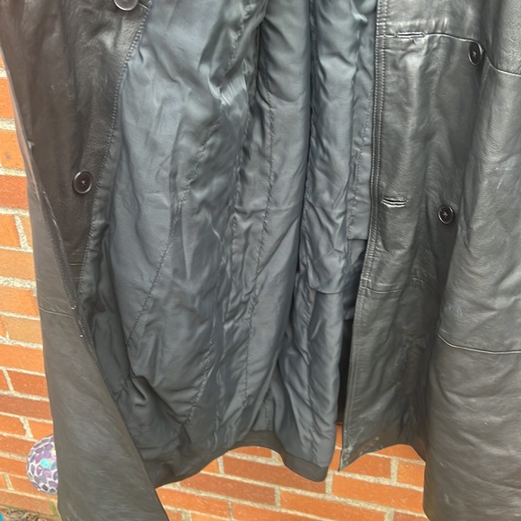 Vintage Black Leather Women’s Trenchcoat XXL Burk’s Bay - Picture 11 of 17